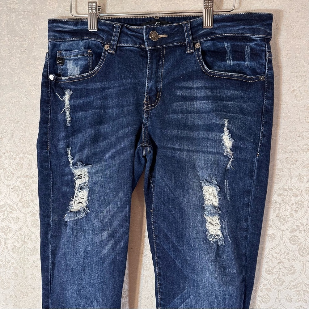 KanCan Blue Distressed Raw Hem Women Denim Skinny Jeans 9/28 - Picture 2 of 7